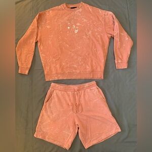 ASOS Summer Peach Tie-Dye M Oversized Sweatshirt and Shorts Set
